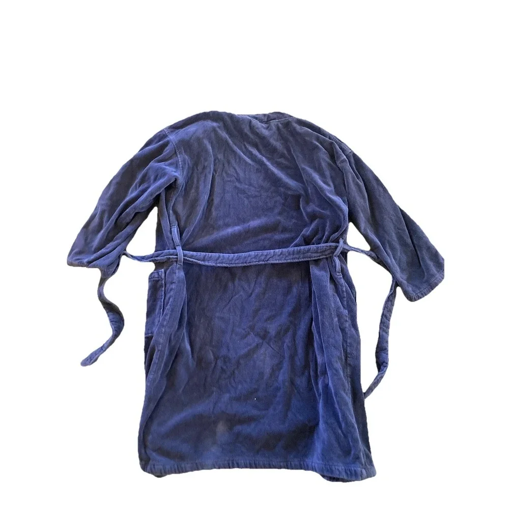 Polo Ralph Lauren Heavy Robe Men's S/M Blue Terry Cotton Bathrobe Belted Lounge